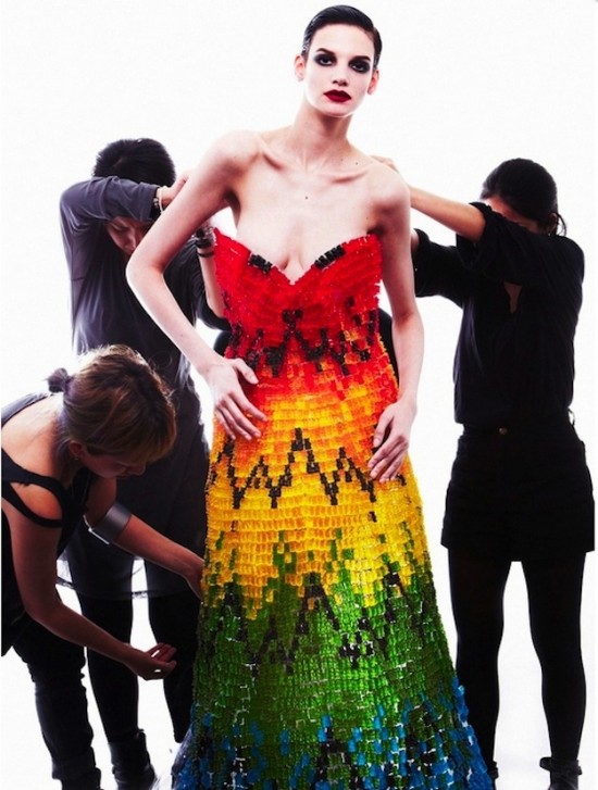 TWELV magazine gown made out of 50,000 gummy bears