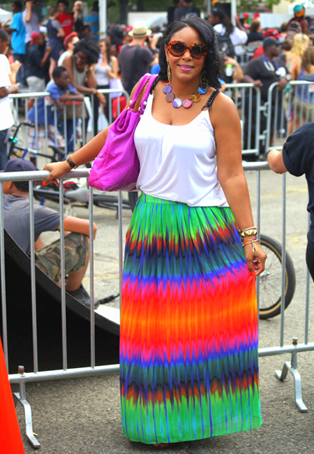 2012 Afropunk Festival in Brooklyn - my style (Joie tank, Balenciaga bag and Vince Camuto rainbow maxi skirt)