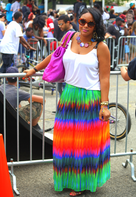 2012 Afropunk Festival in Brooklyn - my style (Joie tank, Balenciaga bag and Vince Camuto rainbow maxi skirt)
