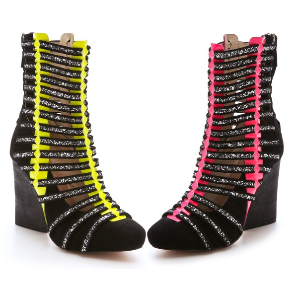 Matt Bernson DANNIJO Zeppelin Booties in neon pink and yellow