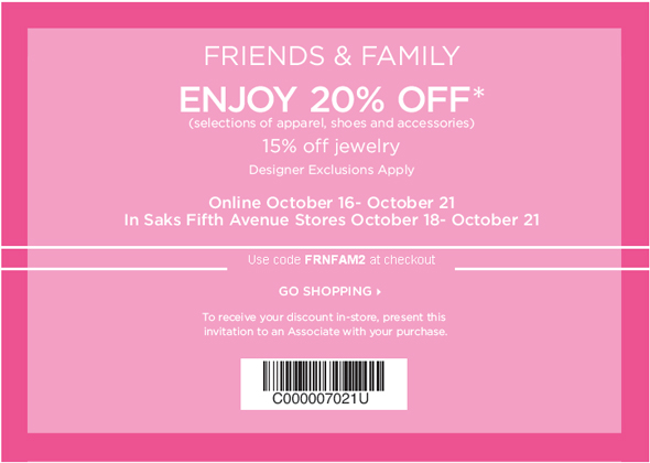 Saks Friends and Family sale