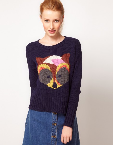Vero Moda Raccoon Intarsia Knit Sweater