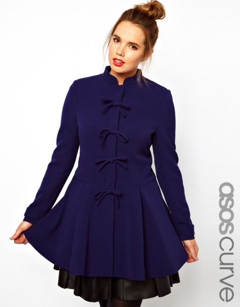 ASOS CURVE Coat With Cute Bow Front