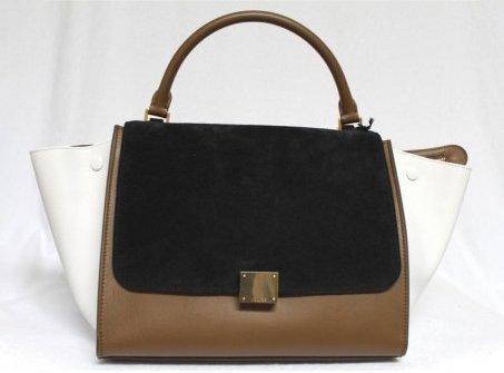 Celine Tricolor Suede & Leather Small Trapeze Luggage Bag