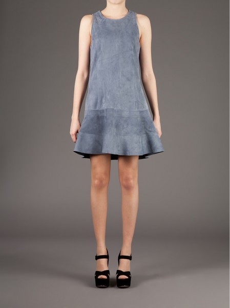 Balenciaga gray suede flared dress