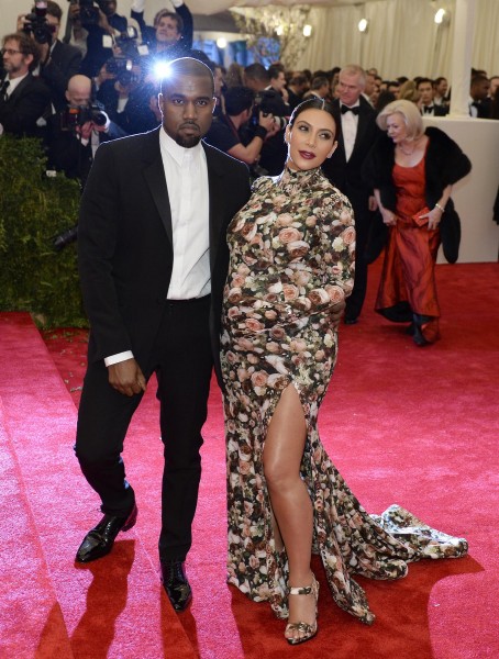 Kanye West and Kim Kardashian in Riccardo Tisci for Givenchy at the Metropolitan Museum of Art's Costume Institute Gala "Punk: Chaos to Couture"