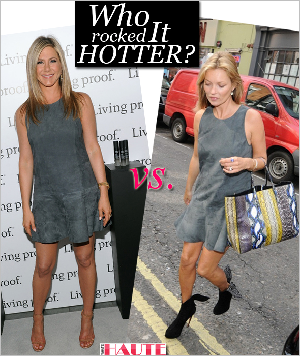 hænge Privilegium Studerende Who rocked it hotter: Jennifer Aniston vs. Kate Moss in Balenciaga's Flared Suede  Dress - What's Haute™