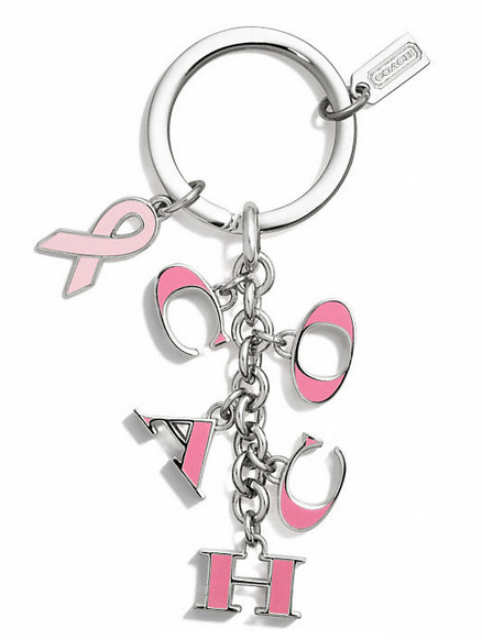 Coach Block Letter Breast Cancer Awareness Key Ring