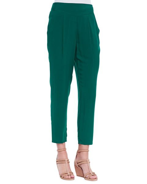 Free People Solid Easy Pleat Pants, Emerald