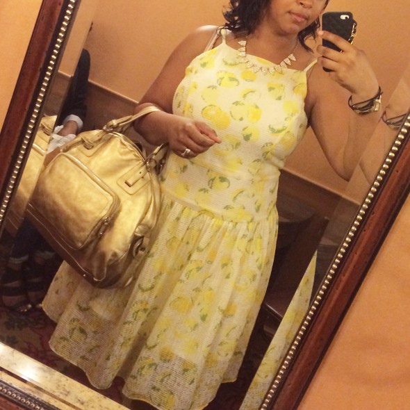 Me wearing the Ann Taylor Lemon Drop Sundress