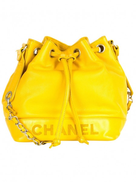 Chanel Vintage Leather Logo Bucket Bag