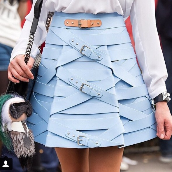 Marina Hoermanseder belted blue buckle skirt