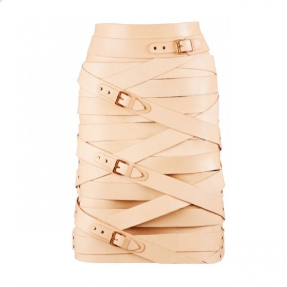 Marina Hoermanseder tan belt leather skirt