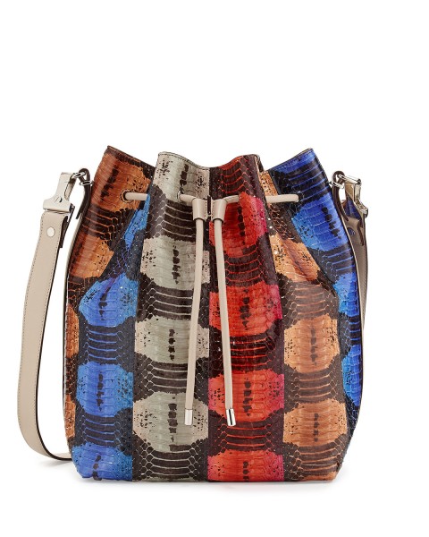 Proenza Schouler Striped Snakeskin Large Bucket Bag