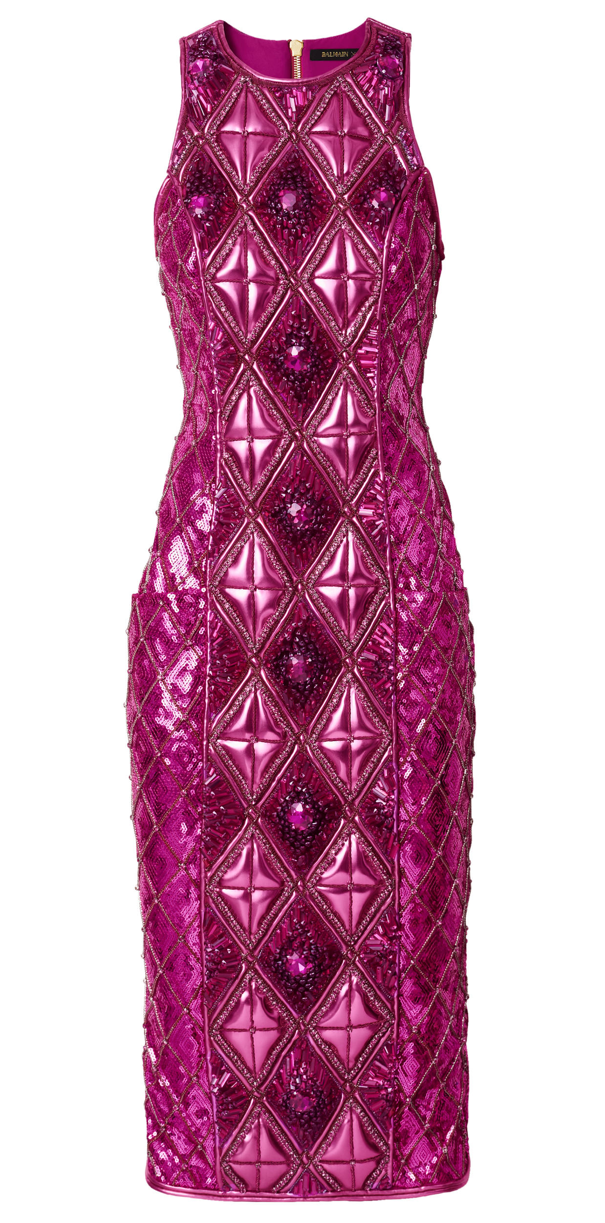 Balmain x H&M metallic pink dress - What's Haute™