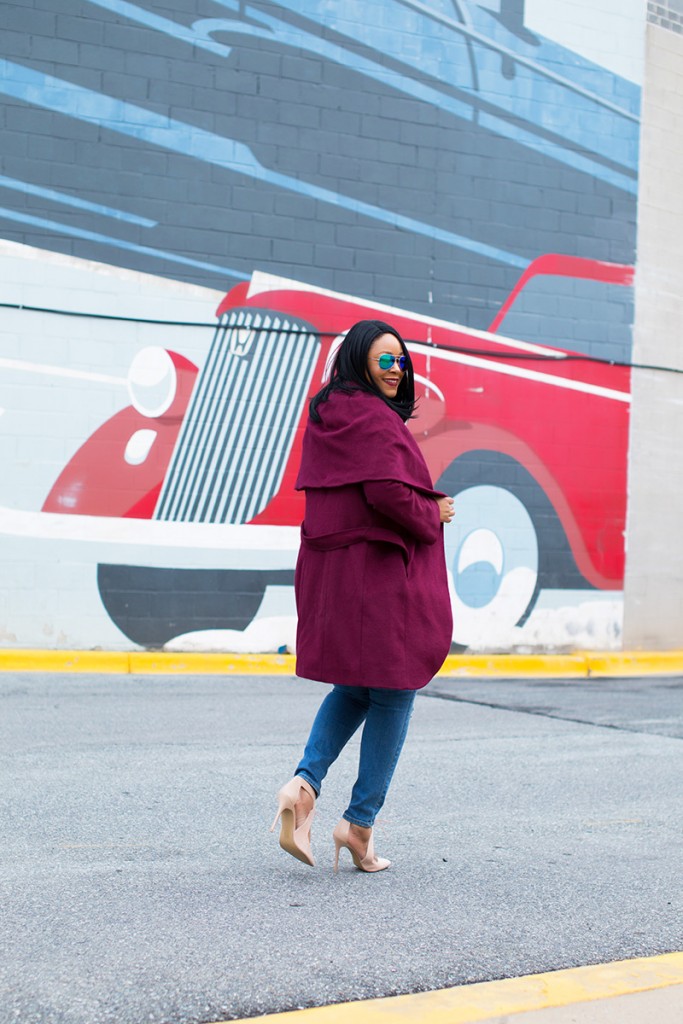 Canadian Tuxedos and Olivia Pope coats, T Tahari Women's Marla Wool Wrap Coat, J.Crew. Blue Boy Shirt in Beaded Chambray, Mossimo Women's High Rise Destructed Jeggings, Topshop Genie Lace-Up Pumps in suede, blue Aviator Sunglasses