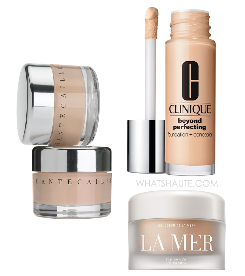 Coverage for a Flawless Face: Chantecaille Future Skin Foundation, Clinique Beyond Perfecting Foundation + Concealer, La Mer The Powder