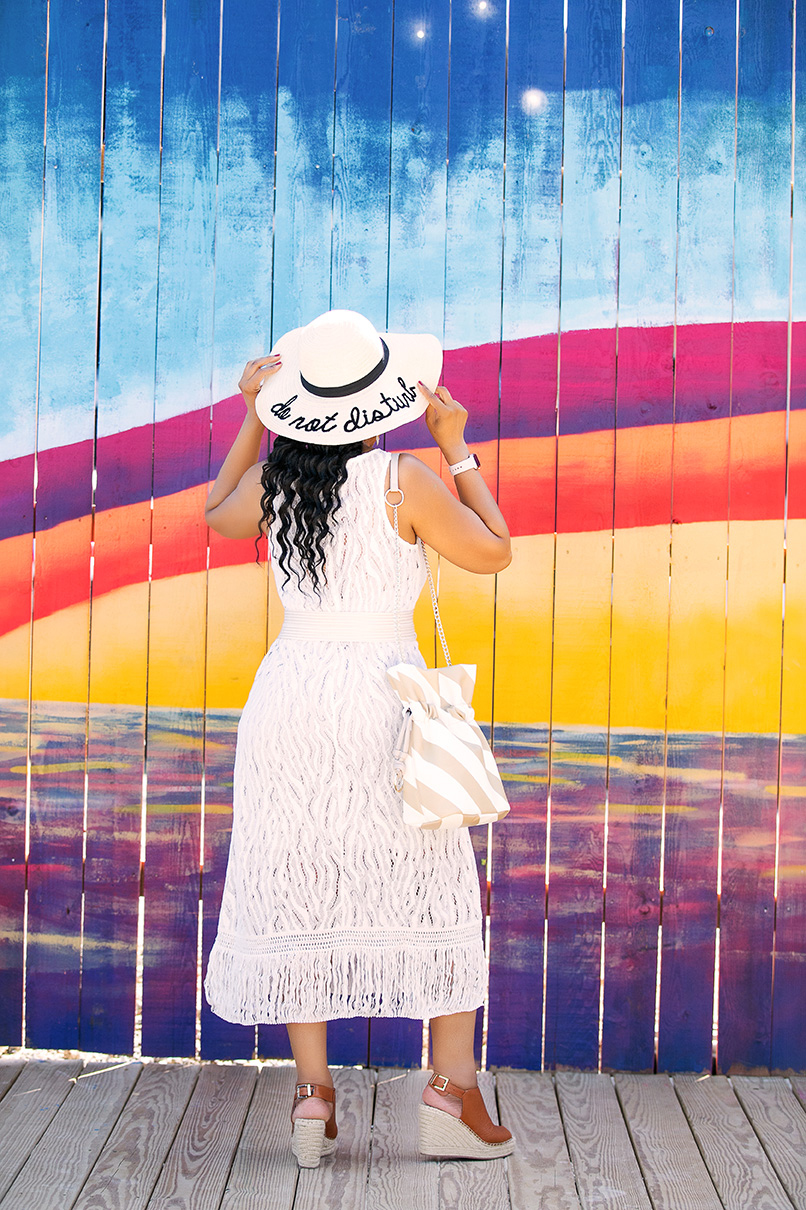 Last Call for Summer 2018: Zara Knit tank dress and belt with transparent buckle, Kenneth Cole New York Olivia Wedges, Who What Wear Striped Martha Crossbody Bag, Do Not Disturb floppy sun hat, The Beach at Pike & Rose