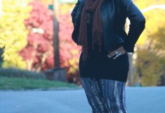 My Style: FALLing Leaves (Kenneth Cole leather jacket + H&M sweater + Rachel Pally leggings)
