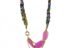 Haute bauble: Nugaard “Alegria” Pink Triple Gem and Braid with Side Clasp Necklace