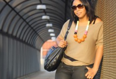 My Style: (Covet top + H&M coated jeans + French Connection bead necklace)
