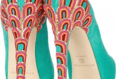 Brian Atwood Claudia Embroidered Suede Pumps - heel detail