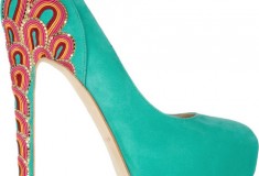 Brian Atwood Claudia Embroidered Suede Pumps - side view