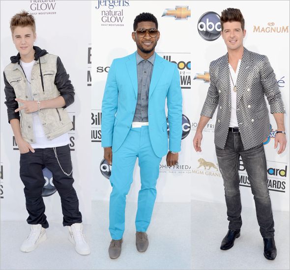 Justin Bieber, Usher and Robin Thicke at the 2012 Billboard Music Awards