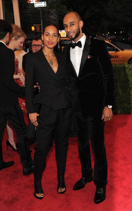 MET Gala 2012 Alicia Keys With Swizz Beatz in matching Givenchy suits