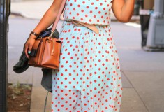 My style: Rock the polka dots (China dress + Vince Camuto sandals + kate spade Bow Bridge Kennedy satchel)