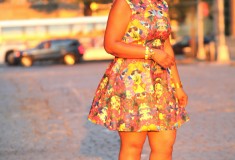My style: All dressed up (H&M skater dress + DvF sandals)