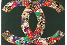 Haute buy: Vintage CHANEL Large Jeweled Patterned CC Scarf in Green