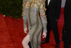 Coco Rocha in Emanuel Ungaro by Fausto Puglisi leopard print gown embellished with gilded ornaments from the Fall-Winter 2013/2014 collection
