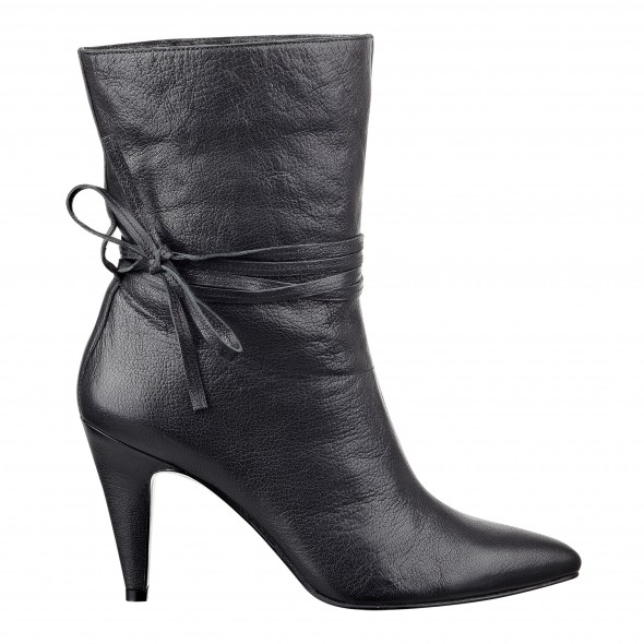 Cameron Silver For Nine West PAINTEDHRT bootie in black leather