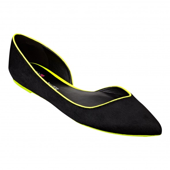 Cameron Silver For Nine West SID flat in black yellow pony