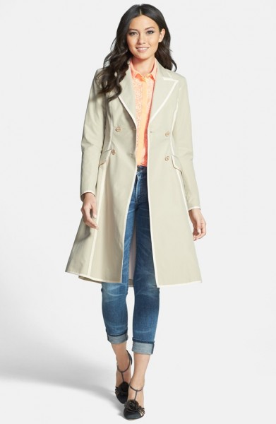 SJP by Sarah Jessica Parker Manhattan Grosgrain Trim Skirted Trench Coat