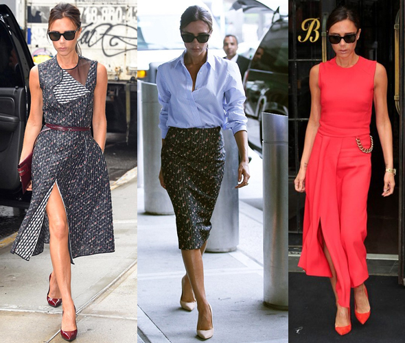 Victoria Beckham wears looks from her pre-Spring 2015 collection ...