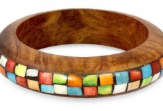 Mumbai Mosaic Wood with Bone Inlay Indian Bangle Bracelet