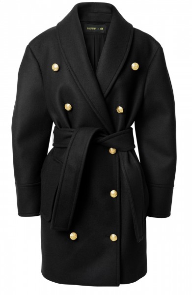 Balmain x H&M black belted coat