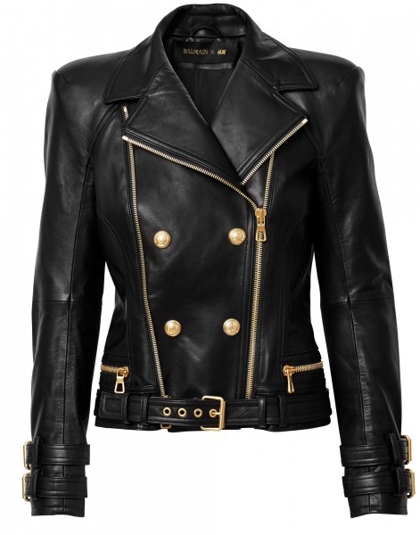 Balmain x H&M leather moto jacket